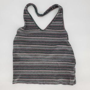 American Eagle striped ribbed halter top crop medi